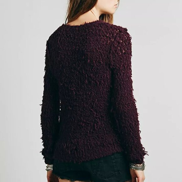 Free People Polar Bear Shaggy Sweater Eggplant Purple - Picture 8 of 8